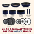 T - Fal Ingenio Expertise Nonstick 14 - Piece Cookware Set, Induction Oven Safe up to 500F, Detachable Handle, Onyx Black