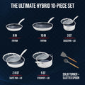 Blue Diamond 10 - Piece Diamond - Bond Hybrid Ceramic Nonstick Stainless Steel Cookware Set, Dishwasher Safe