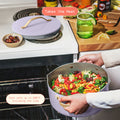 Beautiful 12pc Ceramic Non - Stick Cookware Set with Strainer Lids, White Icing by Drew Barrymore
