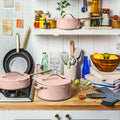 Beautiful 12pc Ceramic Non - Stick Cookware Set with Strainer Lids, White Icing by Drew Barrymore