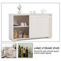 Costway Kitchen Storage Cabinet Sideboard Buffet Cupboard Wood Sliding Door Pantry Cream White