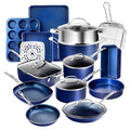 Classic Blue 20 - Piece Aluminum Ultra - Durable Non - Stick Diamond Infused Cookware and Bakeware Set