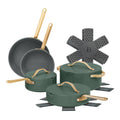 Beautiful 12pc Ceramic Non - Stick Cookware Set with Strainer Lids, White Icing by Drew Barrymore