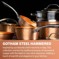 Hammered Copper 10-Piece Aluminum Non-Stick Cookware Set with Glass Lids
