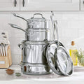 Tri-Ply 10-Piece Stainless Steel Cookware Set with Glass Lids