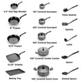 T - Fal Easy Care, 20 Piece Non - Stick Pots and Pans Cookware Set, Grey