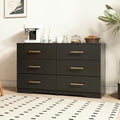 Kadyn Modern 6 Drawer Dresser Wood Cabinet, Dresser for Bedroom, Kitchen Storage Cabinet with Drawers, Chest of Drawers(Black)