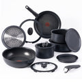 T - Fal Ingenio Expertise Nonstick 14 - Piece Cookware Set, Induction Oven Safe up to 500F, Detachable Handle, Onyx Black