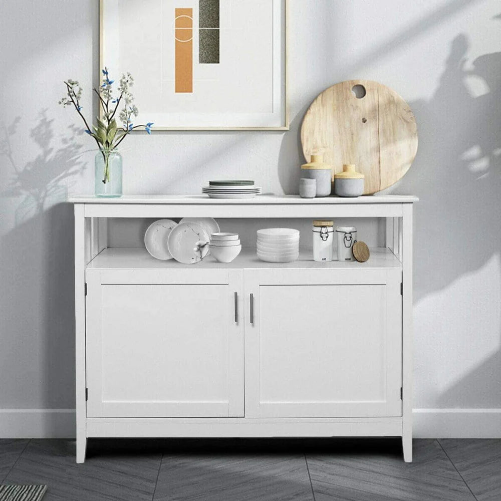 Ktaxon Kitchen Storage Sideboard Dining Buffet Server Cabinet Cupboard, Free Standing Storage Chest Cabinets and Shelf, White