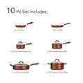Style Ceramica 10-Piece Aluminum Ceramic Nonstick Cookware Set in Metallic Copper