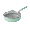 The Pioneer Woman 17 - Piece Ceramic Cookware Set with Strainer Lids and Cookie Sheet with Rack, Blue