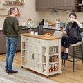 Uforic Kitchen Island Cart, Kitchen Storage Cart with Drawers & Storage Shelves, Off - White