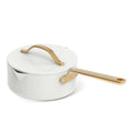 Beautiful 12pc Ceramic Non - Stick Cookware Set with Strainer Lids, White Icing by Drew Barrymore