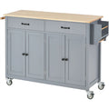 Kitchen Storage Islands&Carts with Solid Wood Top and Locking Wheels, Kitchen Island Cart with 4 Door Cabinet and Two Drawers, Kitchen Cabinets for Kitchen and Dining Room, Green