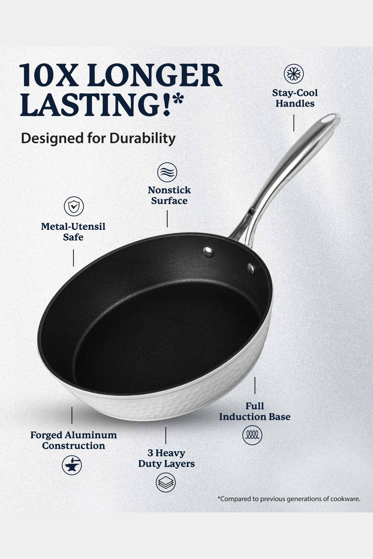 Granitestone Charleston Hammered 15 Piece Nonstick Cookware Set - Black