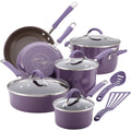 Rachael Ray 12 - Piece Cucina Nonstick Pots and Pans Set, Cookware, Set Cranberry
