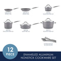 Rachael Ray 12 - Piece Cucina Nonstick Pots and Pans Set, Cookware, Set Cranberry