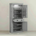 Spaco 17 - Tier Kitchen Small Pantry Cabinet with 2 Doors and 6 Adjustable Shelves, Cabinet Pantry, Freestanding 5 - Tier Shelving Pantries for Kitchen Storage, Gray