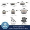 Rachael Ray 15 - Piece Nonstick Pots and Pans Set/Cookware Set, Marine Blue