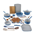 The Pioneer Woman Sutton 34 - Piece Ceramic Nonstick Cookware and Bakeware Set, Blue