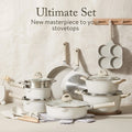 Non Stick Pots and Pans Set. 21 Pcs Induction Kitchen Cookware Sets (Beige Granite)