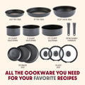 T - Fal Ingenio Expertise Nonstick 14 - Piece Cookware Set, Induction Oven Safe up to 500F, Detachable Handle, Onyx Black