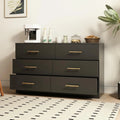 Kadyn Modern 6 Drawer Dresser Wood Cabinet, Dresser for Bedroom, Kitchen Storage Cabinet with Drawers, Chest of Drawers(Black)
