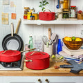 Beautiful 12pc Ceramic Non - Stick Cookware Set with Strainer Lids, White Icing by Drew Barrymore