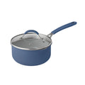 The Pioneer Woman 17 - Piece Ceramic Cookware Set with Strainer Lids and Cookie Sheet with Rack, Blue