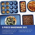 Classic Blue 20 - Piece Aluminum Ultra - Durable Non - Stick Diamond Infused Cookware and Bakeware Set