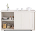 Costway Kitchen Storage Cabinet Sideboard Buffet Cupboard Wood Sliding Door Pantry Cream White