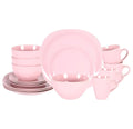 Stoneware Square 16pc Dinnerware Set, Matte Rosé