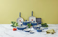 T - Fal Easy Care Ceramic, 20 Piece Pots and Pans Cookware Set, Electric Blue