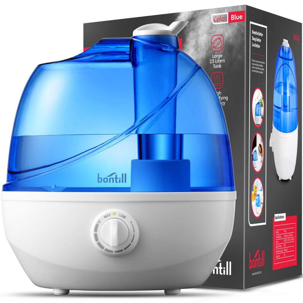 Bontill Cool Mist Humidifiers for Bedroom & Large Room (2.5L Water Tank) Quiet Ultrasonic Air Humidifier for Babies Nursery, Office, Indoor Plant