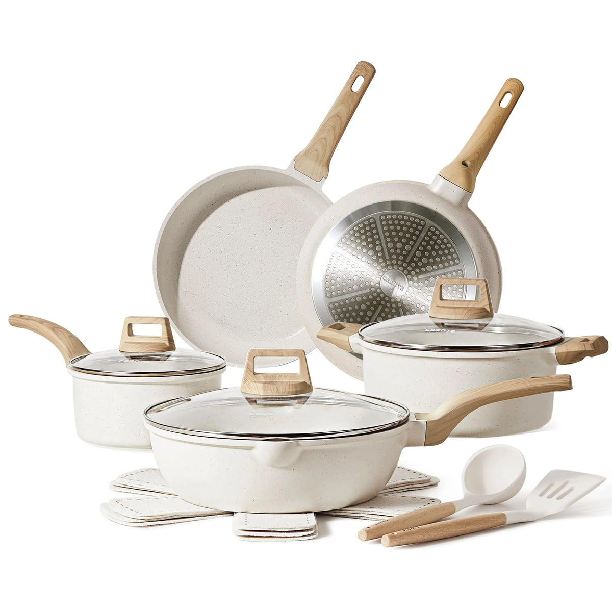 CAROTE 14 Pcs Pots and Pans Set. Nonstick Cookware Set