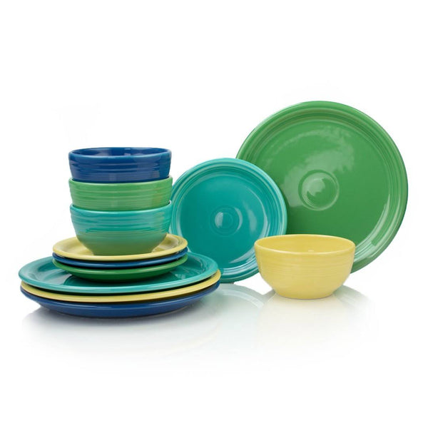 Fiesta 12-Piece Bistro Dinnerware Set | Vivid Meadow - EKB-HLC12BDWVMD