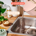 Beautiful 12pc Ceramic Non - Stick Cookware Set with Strainer Lids, White Icing by Drew Barrymore