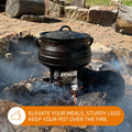 Bruntmor 8 - Quart Pre - Seasoned Cast Iron Cauldron - African Potjie Pot with Lid - 3 - Legged Pot for Even Heat Distribution - Outdoor Cast Iron Dutch Oven Cookware for Campfire Cooking and Boiling