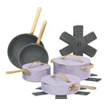 Beautiful 12pc Ceramic Non - Stick Cookware Set with Strainer Lids, White Icing by Drew Barrymore