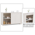 Costway Kitchen Storage Cabinet Sideboard Buffet Cupboard Wood Sliding Door Pantry Cream White