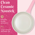 Paris Hilton 10 - Piece Ceramic Nonstick Cast Aluminum Cookware Set, Clean Ceramic? Coating, Faceted Pink Design