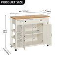 Uforic Kitchen Island Cart, Kitchen Storage Cart with Drawers & Storage Shelves, Off - White