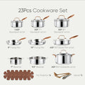 Carote 23 - Piece Tri - Ply Stainless Steel Cookware Set with Lids, Nonstick Induction Compatible Pots & Pans Set, Oven Safe