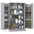 Spaco 17 - Tier Kitchen Small Pantry Cabinet with 2 Doors and 6 Adjustable Shelves, Cabinet Pantry, Freestanding 5 - Tier Shelving Pantries for Kitchen Storage, Gray