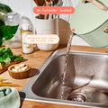 Beautiful 12pc Ceramic Non - Stick Cookware Set with Strainer Lids, White Icing by Drew Barrymore