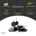 Thyme & Table 12 - Piece Nonstick Signature Ribbed Cookware Set, Pots and Pans Set - Black & Gold