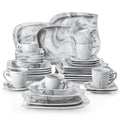 Vancasso 36 Pcs Dinnerware Sets, Plates and Bowls Set for 6, Porcelain Dinner Set, Marble Gray