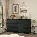 Kadyn Modern 6 Drawer Dresser Wood Cabinet, Dresser for Bedroom, Kitchen Storage Cabinet with Drawers, Chest of Drawers(Black)