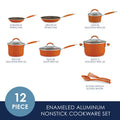 Rachael Ray 12 - Piece Cucina Nonstick Pots and Pans Set, Cookware, Set Cranberry