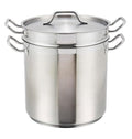 Winware Stainless Steel 8 Quart Double Boiler with Lid - Heavy Duty Encapsulated Bottom - Commercial Grade - Professional Cookware for Melting Chocolate, Sauces & More